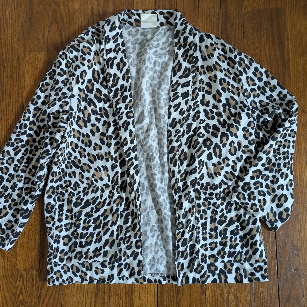 Vintage 80s Eber San Francisco Leopard Print Shirt L